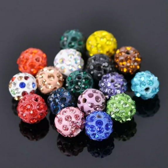 U8MO 20pcs 10mm Round Rhinestones Clay Disco Ball Loose Beads For Jewelry Making-Random Mixed