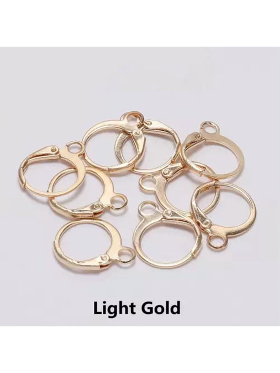 20pcs 14x12mm Metal French Ear Loop Hoop Clip Hooks DIY Earring Making Findings-Light Gold