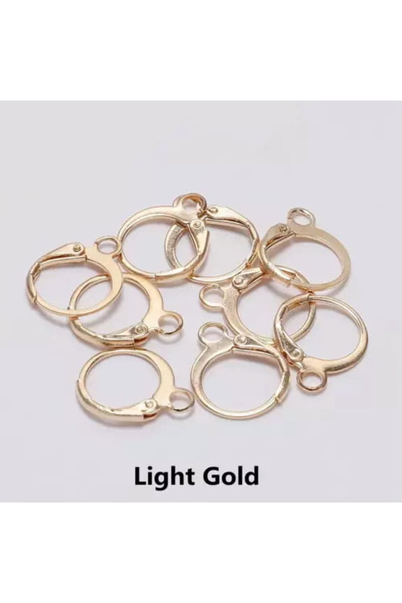 20pcs 14x12mm Metal French Ear Loop Hoop Clip Hooks DIY Earring Making Findings-Light Gold