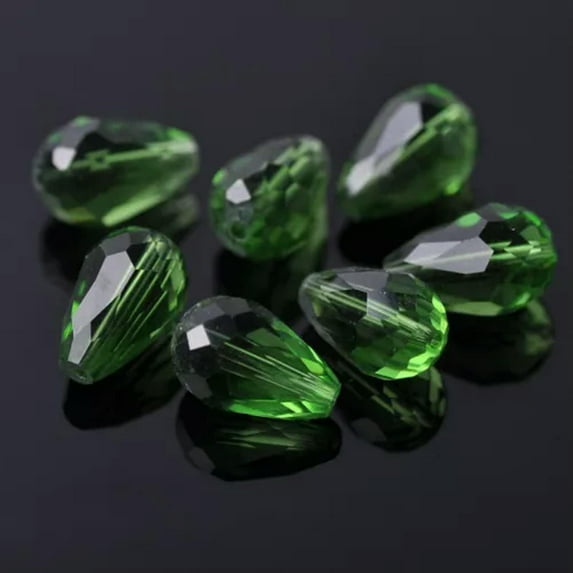 U8MO 20pcs 15x10mm Teardrop Faceted Crystal Glass Losse Beads Bulk Wholesale Lot-106# Green