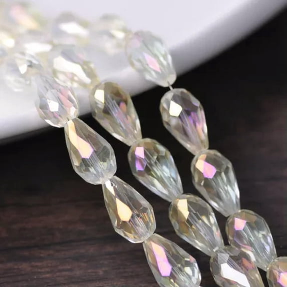 U8MO 20pcs 15x10mm Teardrop Faceted Crystal Glass Losse Beads Bulk Wholesale Lot-113# Yellow Colorized