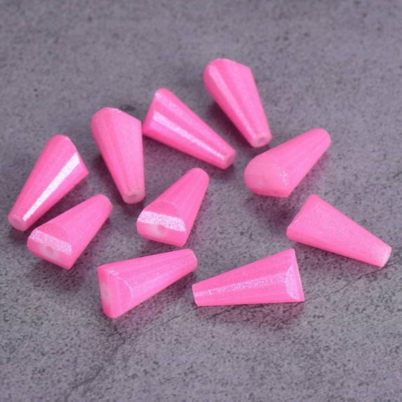 U8MO 20pcs 15x8mm Drop Cone Faceted Coated Opaque Glass Loose Beads For DIY Jewelry-Silver Pink