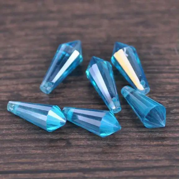 U8MO 20pcs 20x8mm Chandelier Faceted Crystal Glass Hanging Drop Pendants Loose Beads-Lake Blue AB