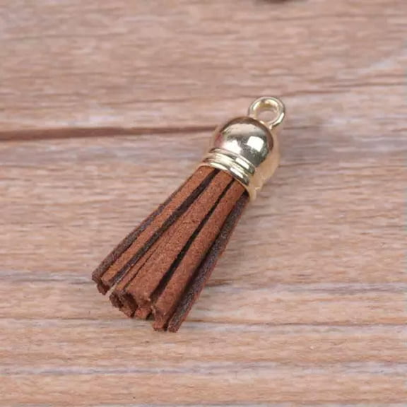 U8MO 20pcs 4cm Tassel Faux Suede Trim Mixed Craft Applique Jewelry Making DIY Pendant-Light Coffee