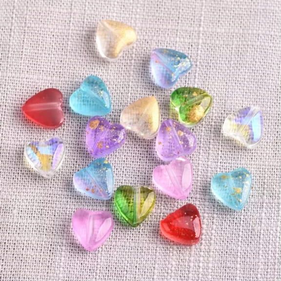 U8MO 20pcs 8mm Small Heart Shape Crystal Lampwork Glass Loose Bead for Jewelry Making-Random Mixed