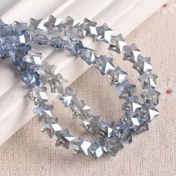 U8MO 20pcs 8mm Star Shape Faceted Crystal Glass Loose Beads For Jewelry Making DIY-Grayish Blue