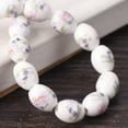 thumbnail image 1 of U8MO 20pcs 8x10mm Oval Floral Pattern Ceramic Porclelain Loose Beads for DIY Jewelry-E# Pink, 1 of 5