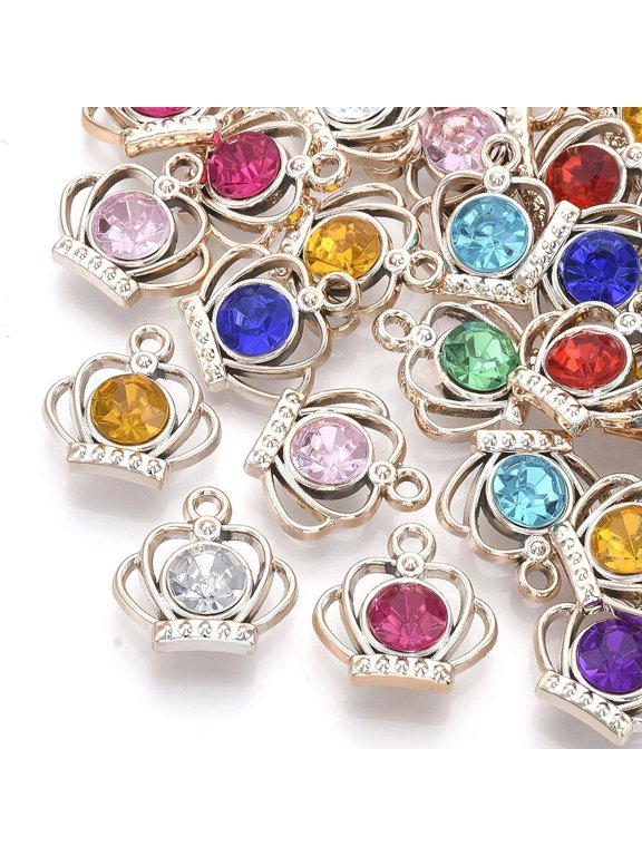 20pcs ABS Plastic Crown Faceted Pendants Acrylic Rhinestone Charms Craft 19x19mm