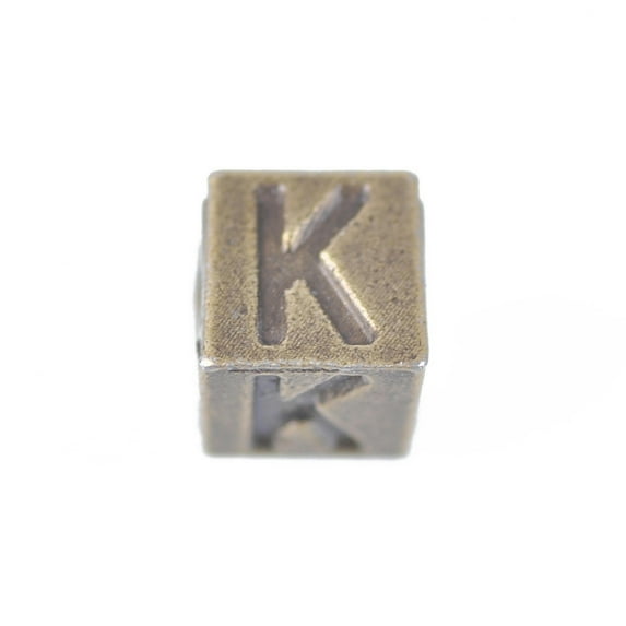 U8MO 20pcs Alphabet Letters Antique Bronze Charm Big Hold Beads Fit European Bracelet-K