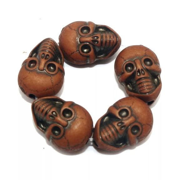 U8MO 20pcs Brown Halloween Gothic Skull Acrylic Beads 25mm (Double side)