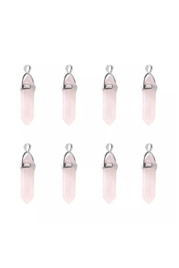 20pcs Bullet Rose Quartz Stone Pendants Gemstone Dangle Charms Ornament 40~42mm