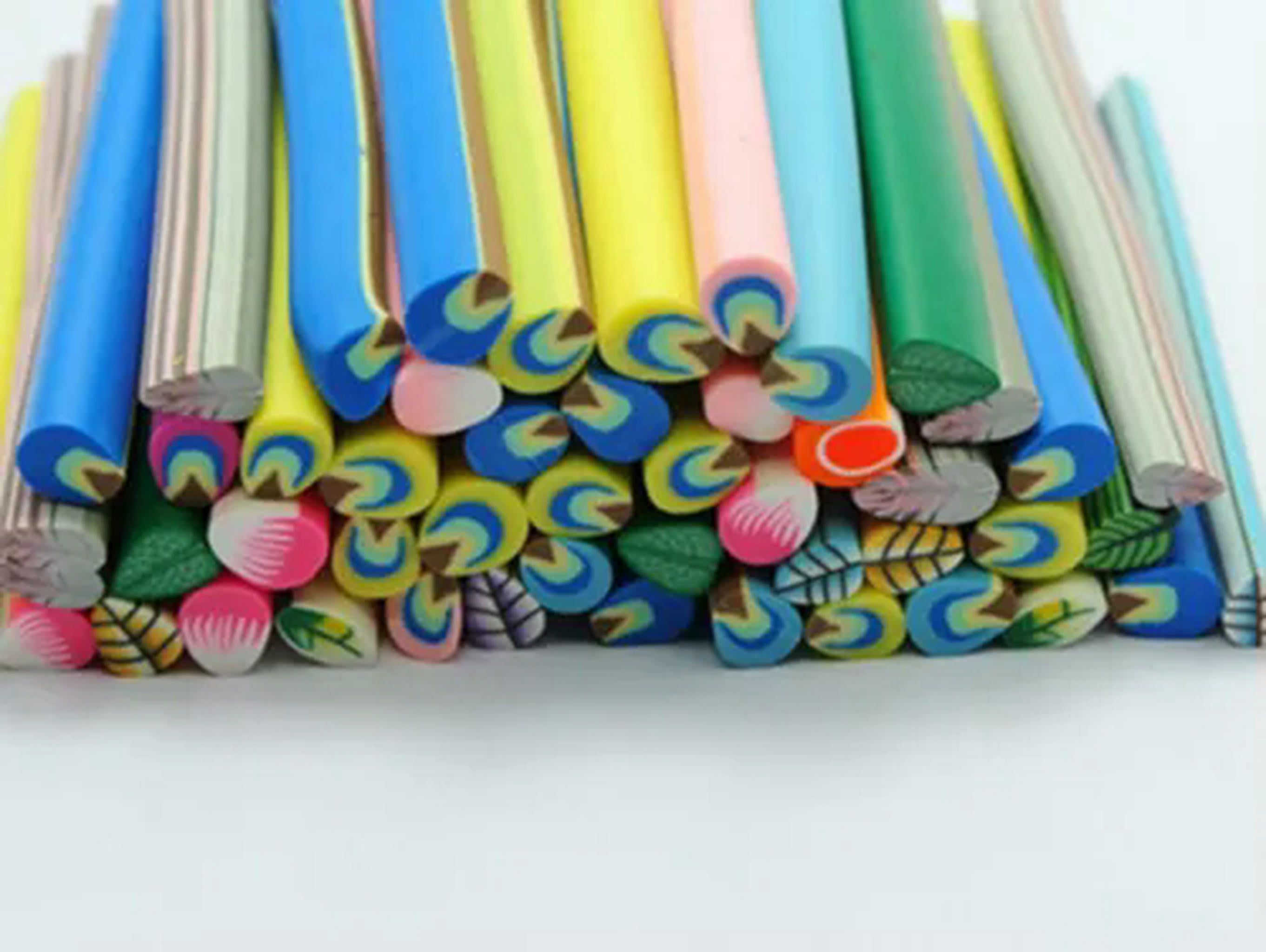 Clay Rods U8MO 20pcs Cane DIY Polymer Clay Slice Rods Sticker 5X50mm Various for ...