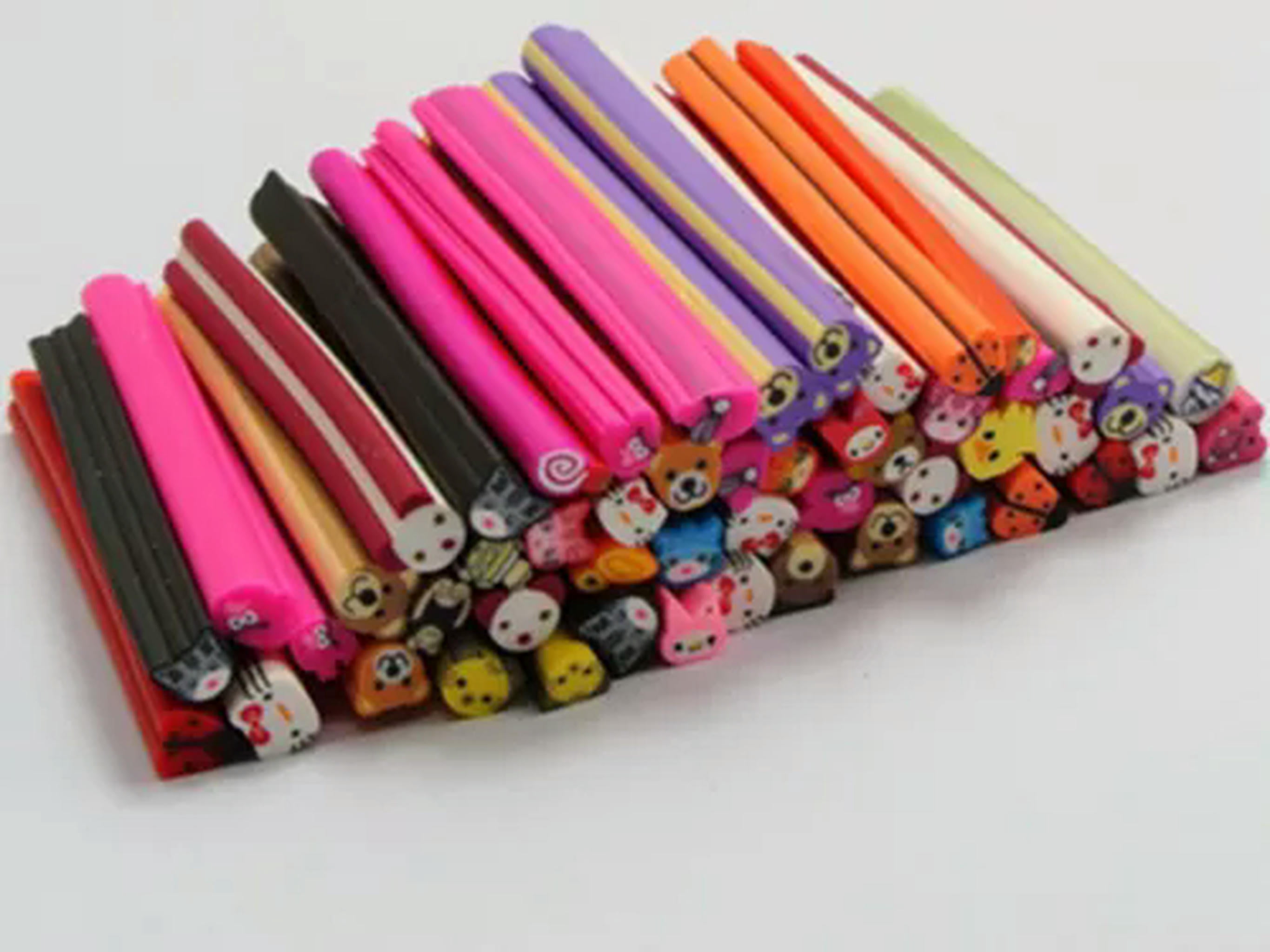 Clay Rods U8MO 20pcs Cane DIY Polymer Clay Slice Rods Sticker 5X50mm Various for ...