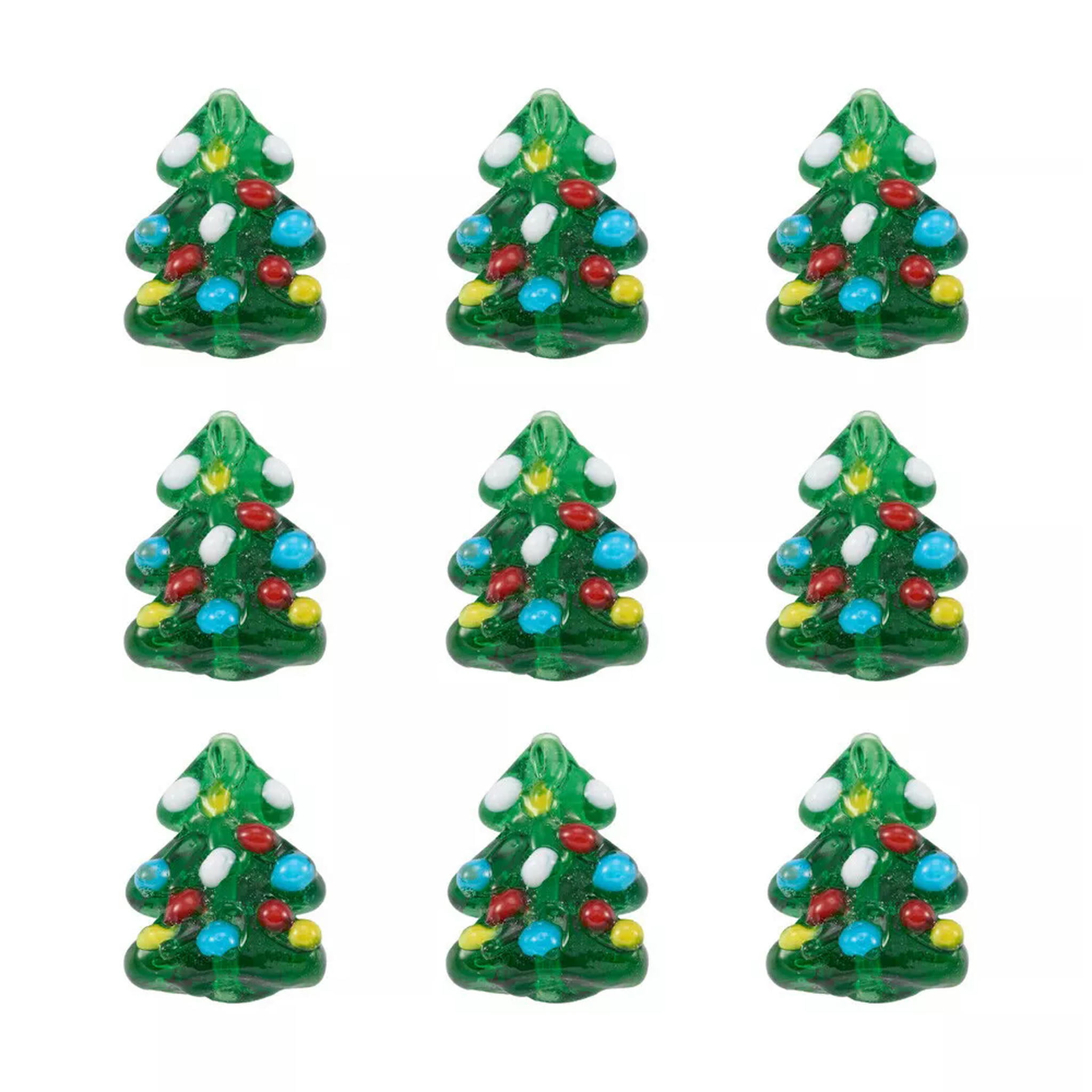 U8MO 20pcs Christmas Tree Handmade Lampwork Glass Beads Bumpy Loose Spacer 17~18mm