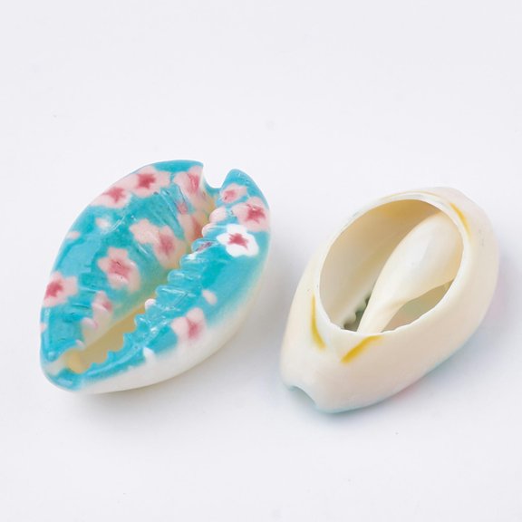 U8MO 20pcs Colorful Printed Cowrie Shell Beads Spacer No Hole Mini Charms 20~25mm-Colorful 6-20pcs