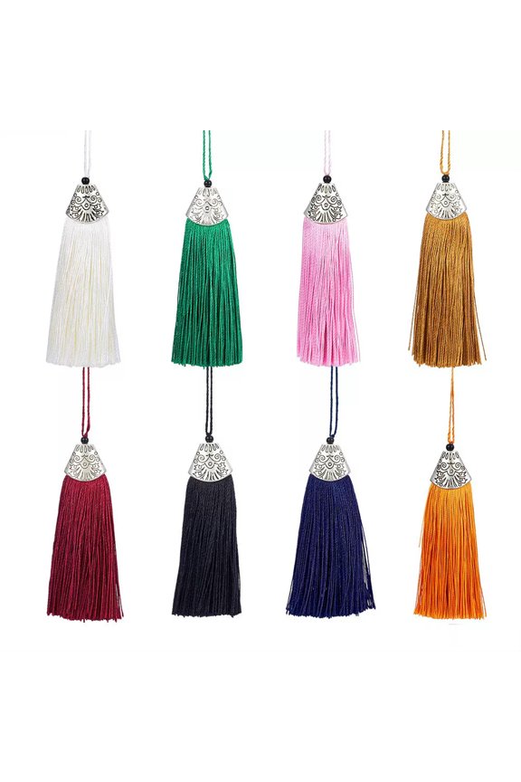 20pcs Decoration Handmade Polyester Tassel Big Pendants w/ Bali Cord End 80mm
