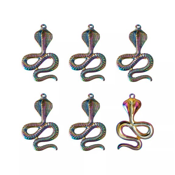 U8MO 20pcs Rainbow Cobra Alloy Snake Pendants Metal Dangle Charms Ornament 43x28mm