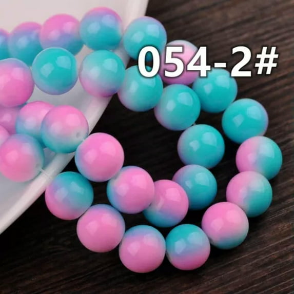 U8MO 20pcs Round 10mm Coated Opaque Glass Loose Beads lot for Jewelry Making Findings-054-2#