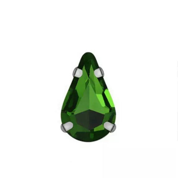 U8MO 20pcs Sew On Glass Crystal Teardrop Rhinestones Flat Back Claw Cup Craft Beads-6x10mm-Green