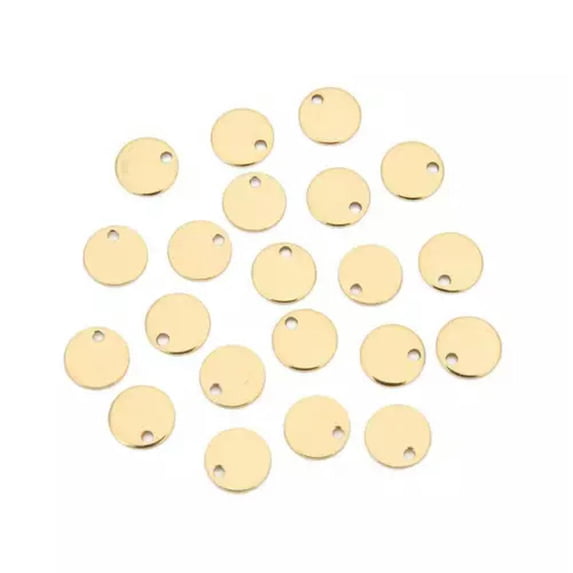 U8MO 20pcs Stainless Steel Metal Pendants Beads for Jewelry Earring Making 6mm~25mm-Gold-8mm
