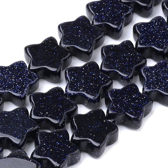 U8MO 20pcs Synthetic Blue Goldstone Star Beads Smooth Gemstone Loose Spacer 12x12mm