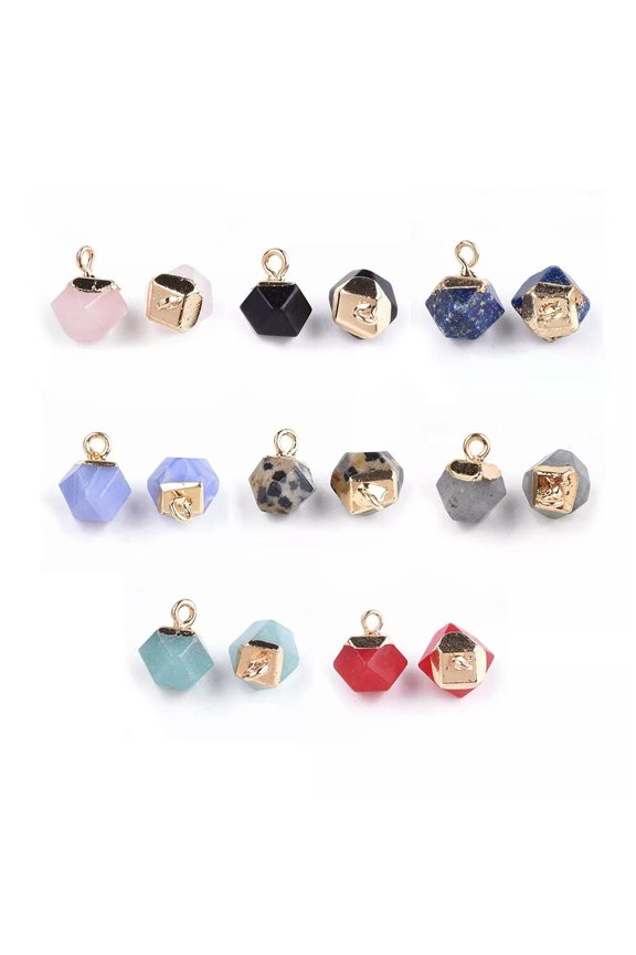 20x Natural Charm Gemstone Faceted Gold Finding Pendant Earring Necklaces Making