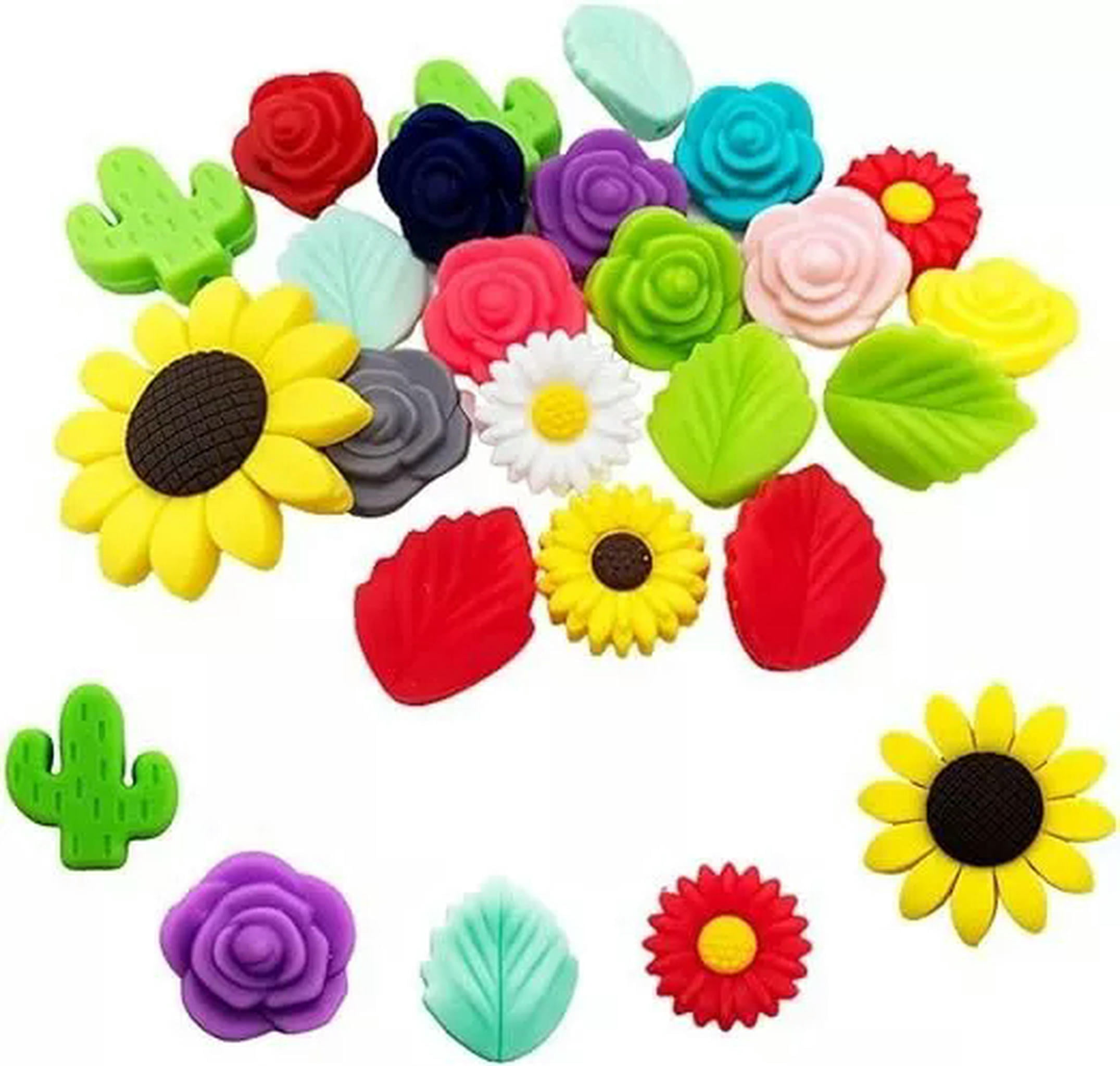 U8MO 22 Silicone Beads Flowers Wholesale Rubber Chunky Bubblegum Mixed Set Bulk