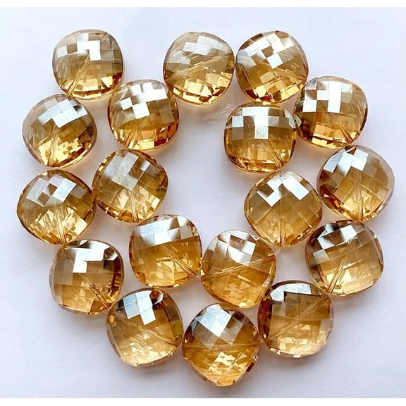 U8MO 22mm Faceted Pretty Gold Crystal Quartz Loose Beads 6PCS