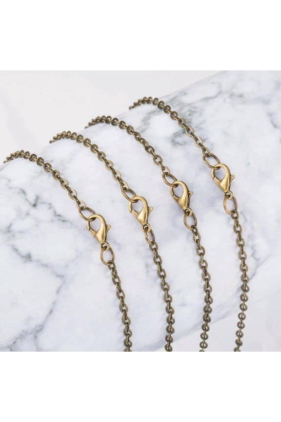 24 Cable Chain Necklaces Antiqued Bronze Link Chains Jewelry Wholesale 20"