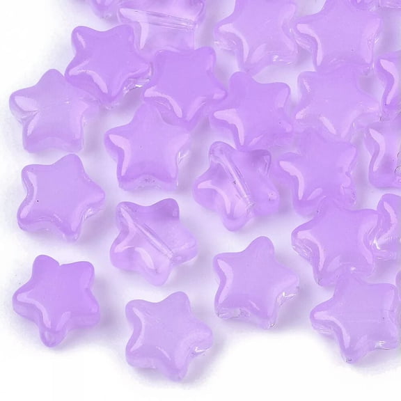 U8MO 25 Glass Star Beads Purple Celestial Jewelry Supplies 8mm