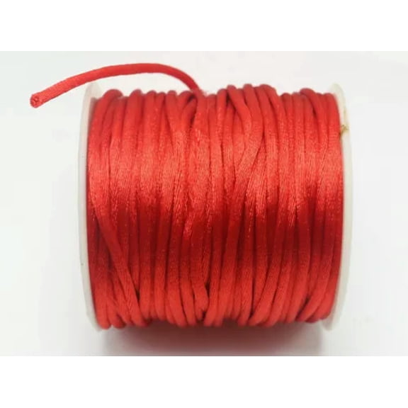 U8MO 25 Meters Nylon Chinese Satin Silk Knot Cord 2.5mm RATTAIL Thread Necklace Spool-Red