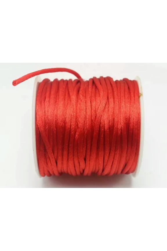 25 Meters Nylon Chinese Satin Silk Knot Cord 2.5mm RATTAIL Thread Necklace Spool-Red