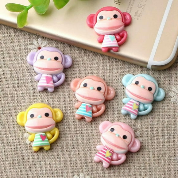25 Mixed Color Flatback Resin Cute Monkey Cabochons 25X23mm Flatback Charm