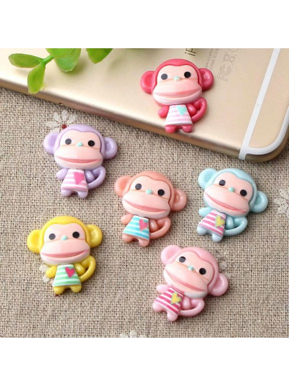 25 Mixed Color Flatback Resin Cute Monkey Cabochons 25X23mm Flatback Charm