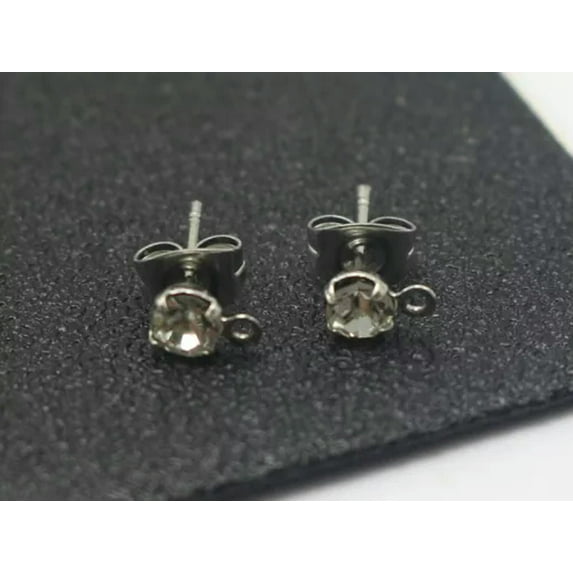 U8MO 25 Pairs Silver Crystal Rhinestone Earring Ear Stud Back Post With Loop 4mm-8mm-4mm SS16