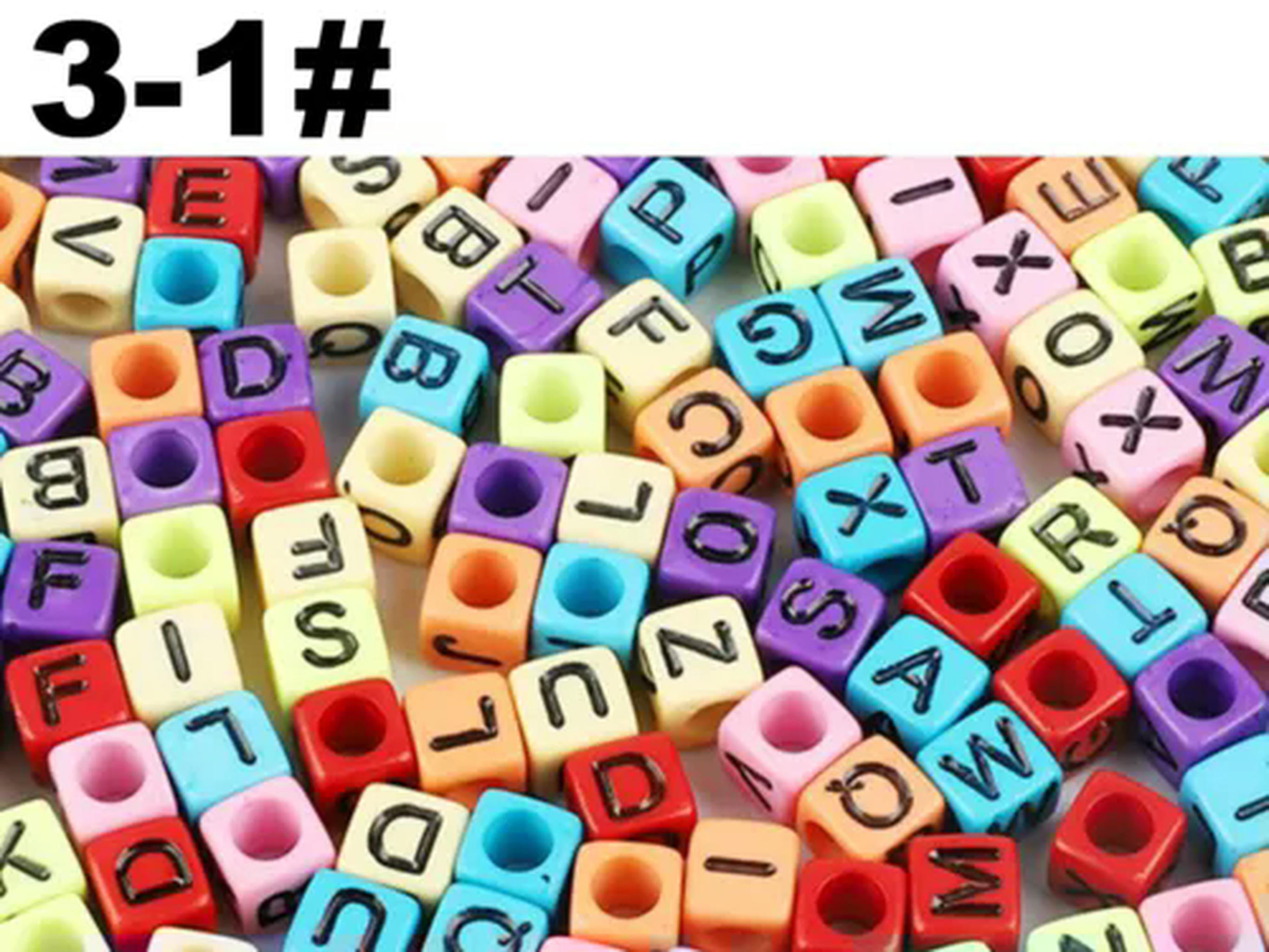 U8MO 250 Assorted Alphabet Letter Acrylic Cube Pony Beads 6X6mm Jewelry ...