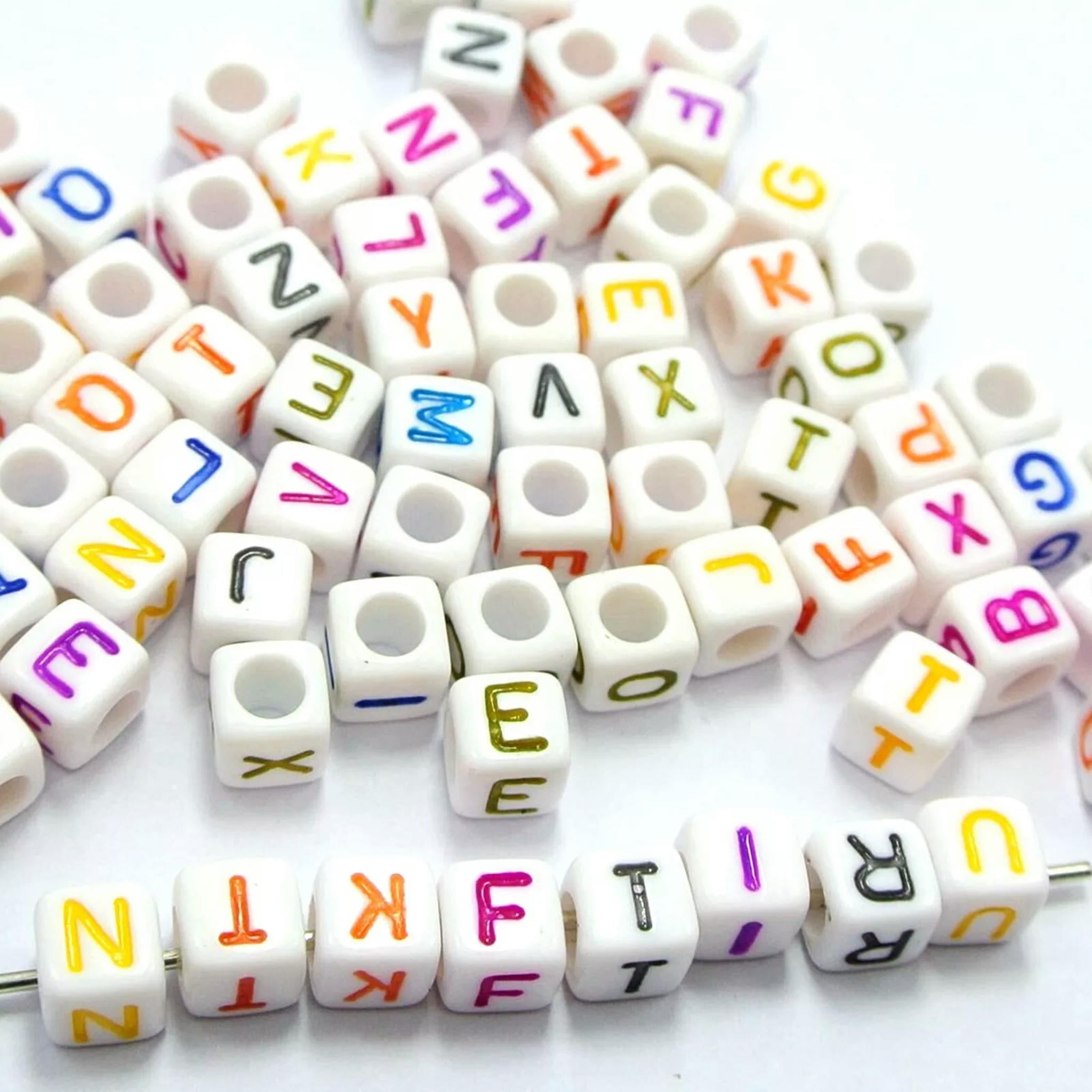 800 Pcs 6x6mm White Acrylic Alphabet Letter Beads A-Z, Colorful Letters For Jewelry Making, Bracelets