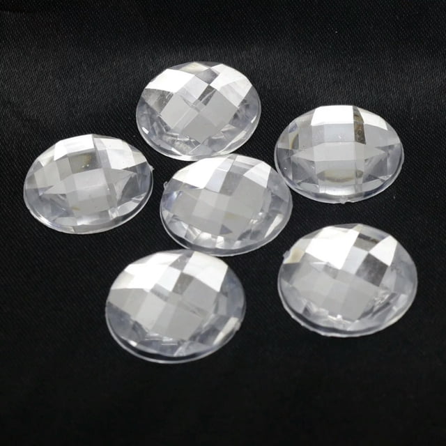 U8MO 250 Clear Acrylic Flatback Rhinestone Round Gem Beads 20mm No Hole ...