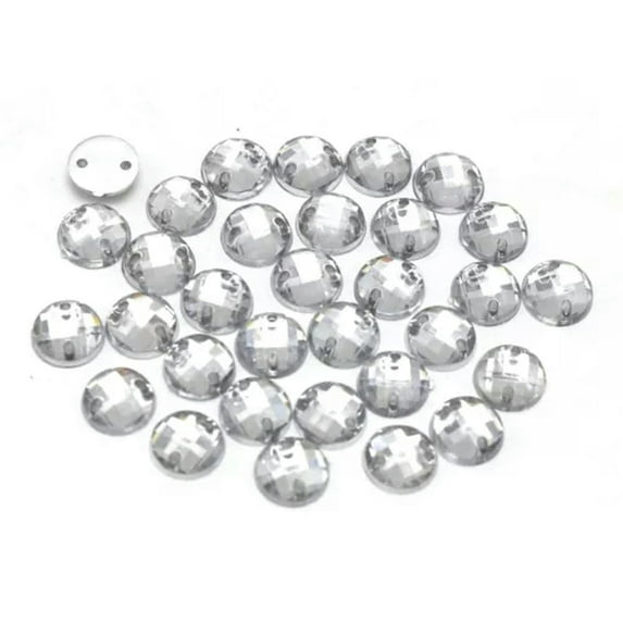U8MO 250 Flatback Acrylic Rhinestone Round Button 8mm Sew on beads Color for choice-Clear