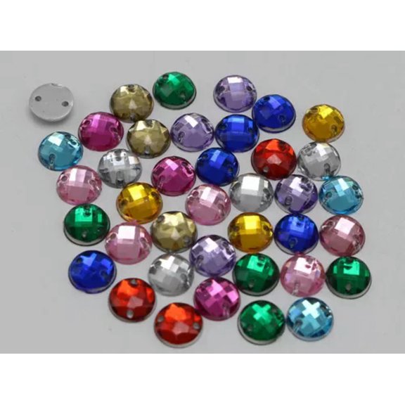 U8MO 250 Flatback Acrylic Rhinestone Round Button 8mm Sew on beads Color for choice-Mixed Colour
