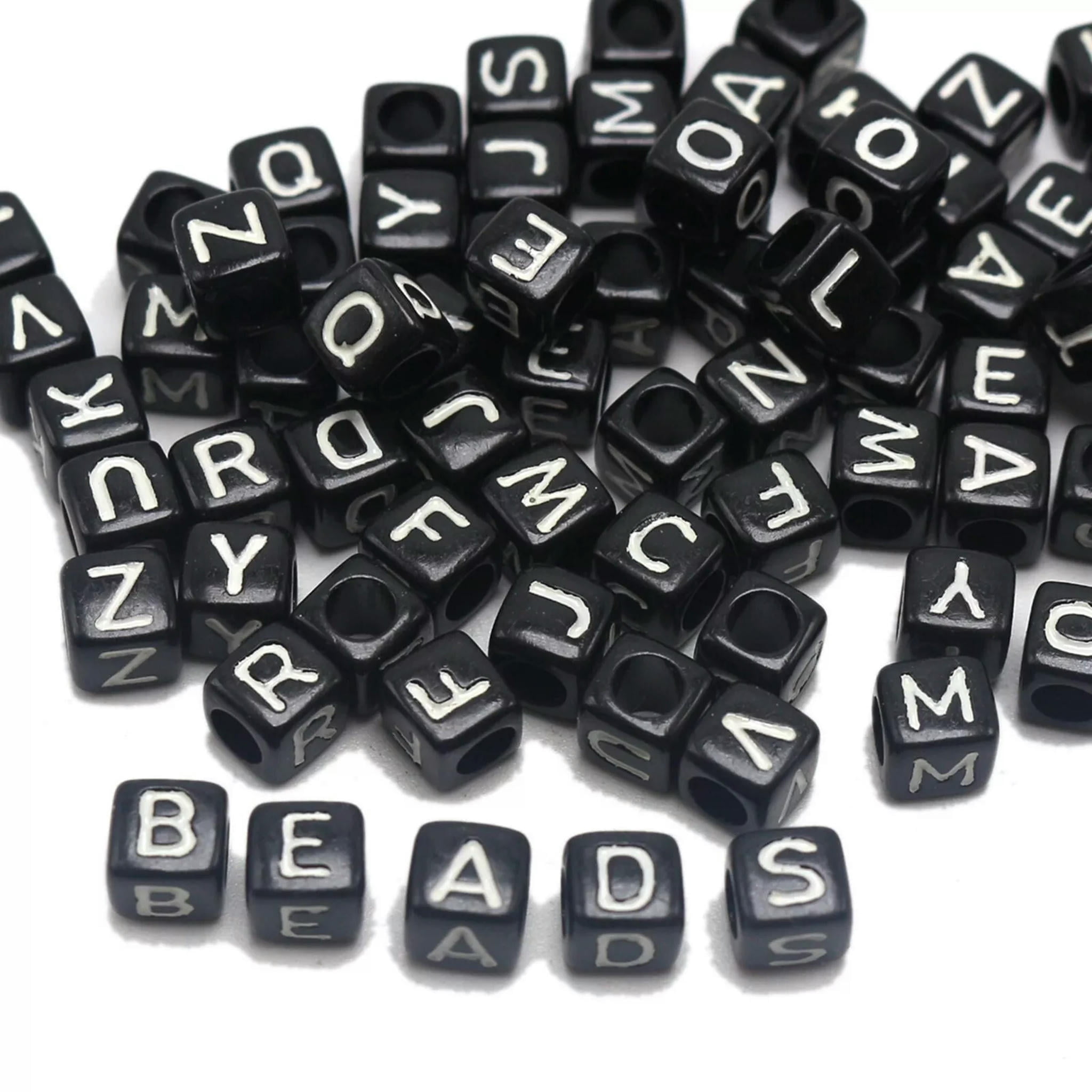 U8MO 250 White in Black Acrylic Assorted Alphabet Letter Cube Pony ...