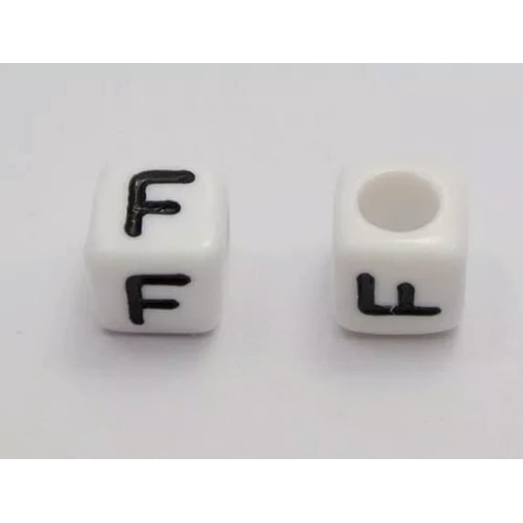 U8MO 250 White with Black Acrylic Alphabet Letter "A-Z" Acrylic Cube Pony Beads 6X6mm-F