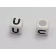 thumbnail image 1 of U8MO 250 White with Black Acrylic Alphabet Letter "A-Z" Acrylic Cube Pony Beads 6X6mm-U, 1 of 7
