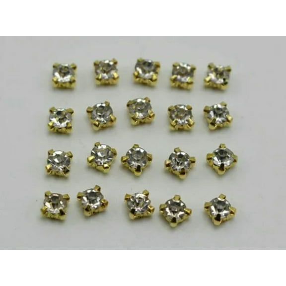 U8MO 250 pcs Crystal Glass Rose Montees Rhinestone 4mm SS16 Sew on Bead Wedding Craft-Golden + Clear Crystal
