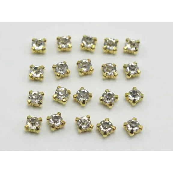 U8MO 250 pcs Crystal Glass Rose Montees Rhinestone 4mm SS16 Sew on Bead Wedding Craft-Golden + Clear Crystal