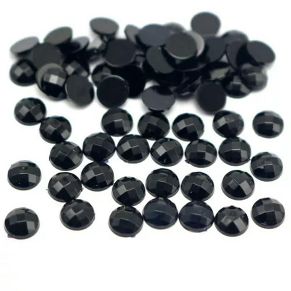 U8MO 2500 Acrylic Flatback Faceted Round Rhinestone Gems 6mm No Hole Wholesales-Black