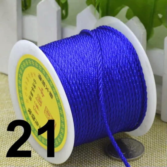 U8MO 25Meter Nylon String Chinese Satin Silk Braided Cord 3mm Love Binding Rope Spool-21# Royal Blue