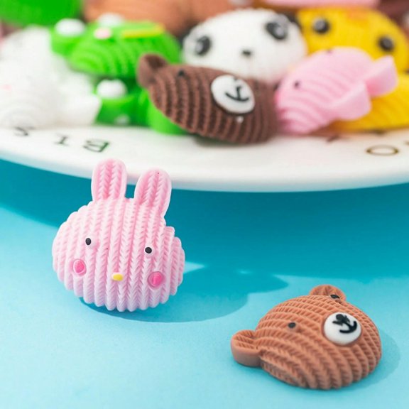 U8MO 25pcs Flatback Resin Cute Assorted Animal Cookies Biscuit Food Cabochons Craft