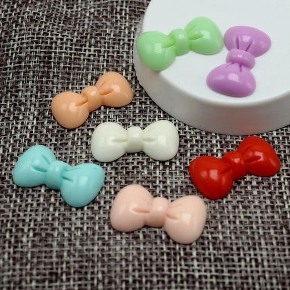 U8MO 25pcs Mixed Color Flatback Resin Bows Cabochons 23X13mm Embellishment Hair Bows