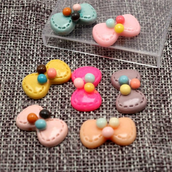 U8MO 25pcs Mixed Color Flatback Resin Bows Cabochons 23X13mm Hair Bows Craft DIY